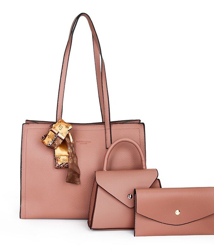 Classy Chic Women Handbags 3 in 1 Synthetic Leather Tote Bags